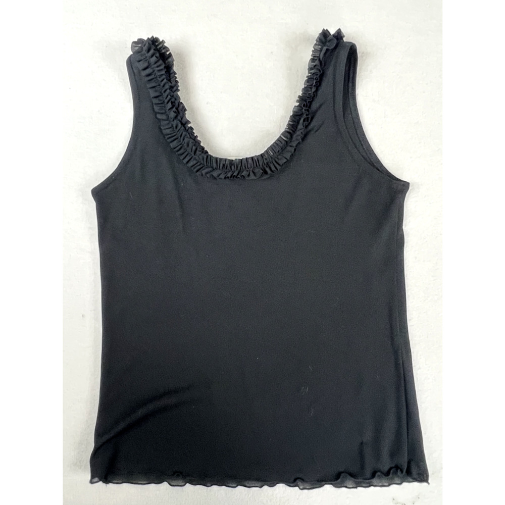 Women's Carol Rose Sleeveless Tank Top Scoop Neckline Sz Small Black Mesh Y2K